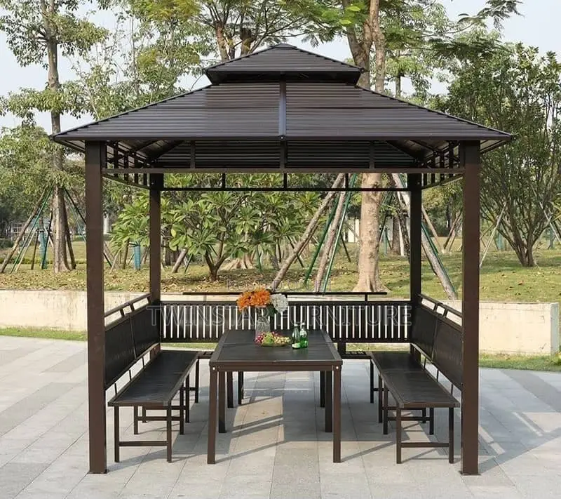 Modern Foreign Made Outdoor Gazebo With Table Chairs