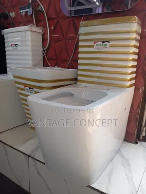 Executive Made England Wc, White And Gold Colour,Wall Hung Basin