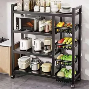 4 Layer Metal Kitchen Rack, For Microwaves, Pots, Fruits And Vegetable