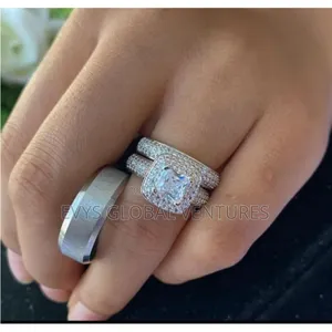 Couple's Wedding Engagement Rings+Wedding Band