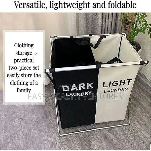 Large Laundry Basket, 2/3 Section Foldable Dirty Clothes Hamper