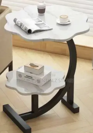 C- Shape 2-Tier Side Table - Flower Top Sofa Table