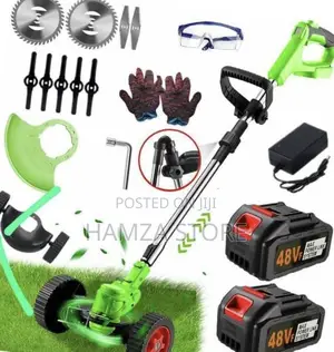 Double Battery Rechargeable Grass Cutter With Tyre And Two Blaze