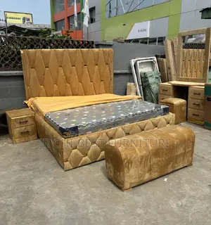 Graceful Full HDF Upholstery 6 by 6 Padded Family Size Bedframe Set