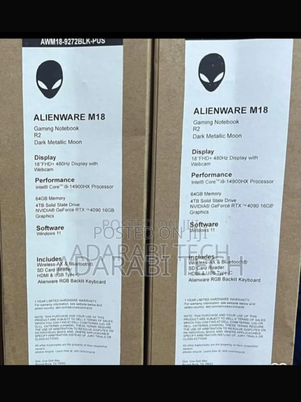 New Laptop Dell Alienware M18 R2 64GB Intel Core I9 SSD 2T