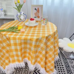 Table Cloth Yellow Checked Table Cloth 120cm*120cm