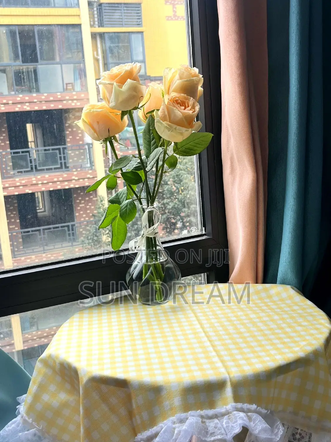 Table Cloth Yellow Checked Table Cloth 120cm*120cm