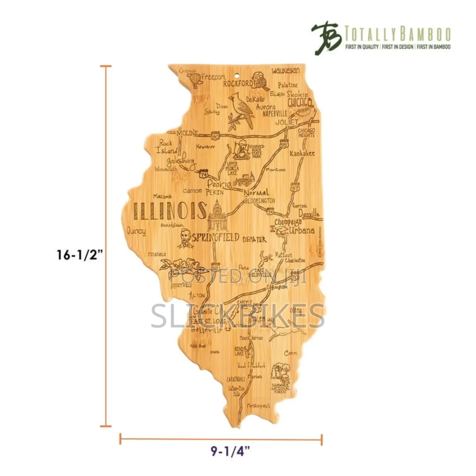 Illinois State Shaped Serving and Cutting Board, Wall Display