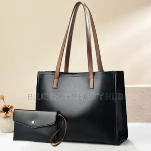 Classic Leather Tote Bag for Work Everyday Use With Matching Pouch