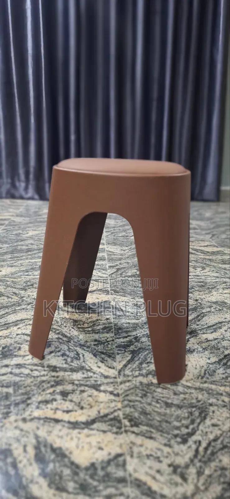 These Are Modern, Stackable Plastic Stools With Cushioned Seats.