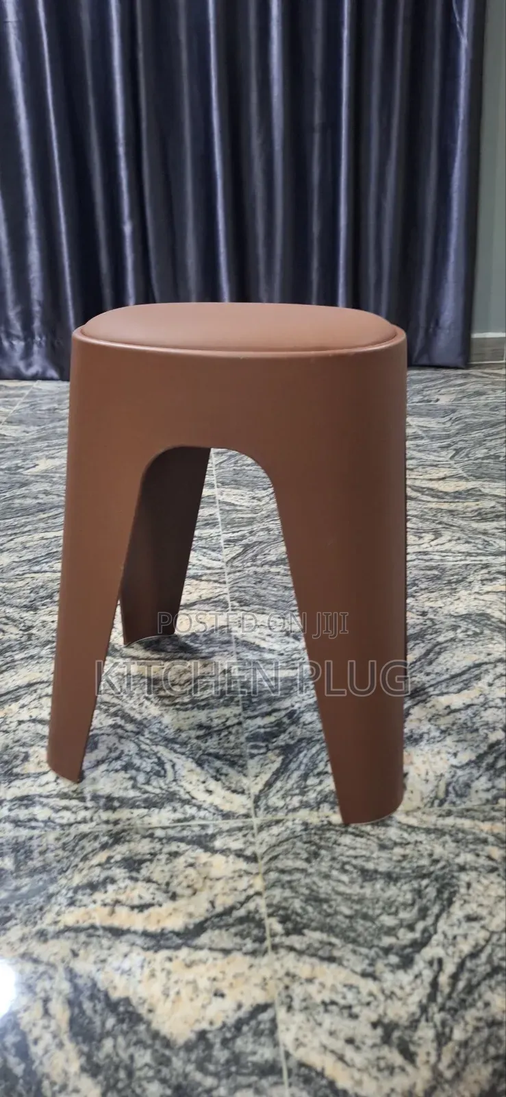 These Are Modern, Stackable Plastic Stools With Cushioned Seats.