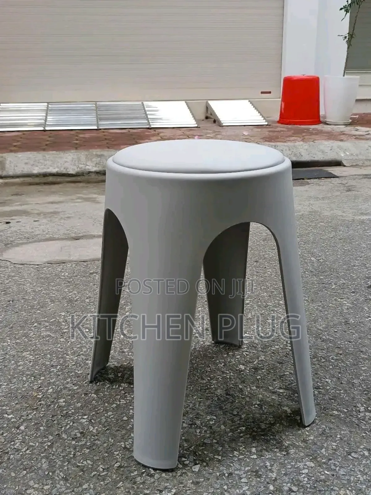 These Are Modern, Stackable Plastic Stools With Cushioned Seats.