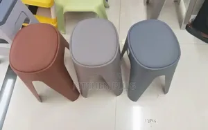 These Are Modern, Stackable Plastic Stools With Cushioned Seats.