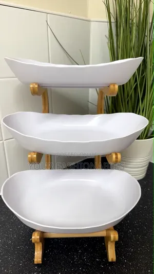 3 Tier Fruit Basket Food Display With Wooden Stand