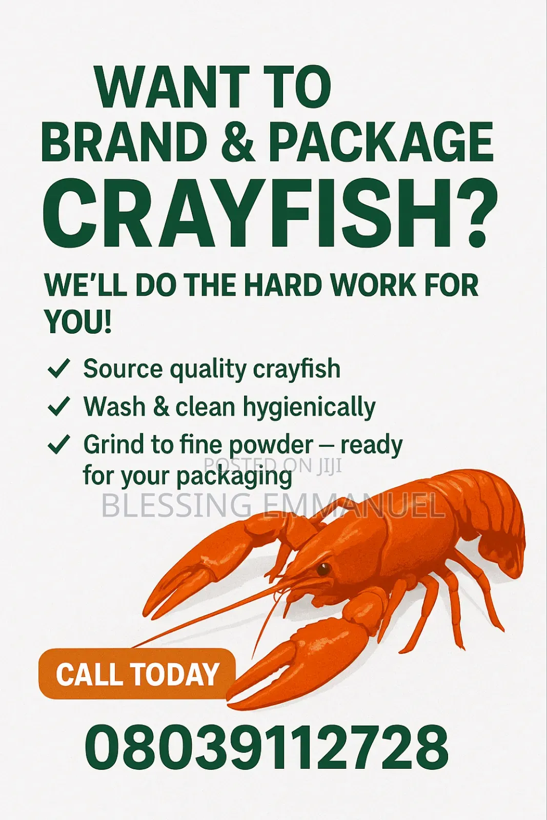 Crayfish Cleaning for Branding and Packaging