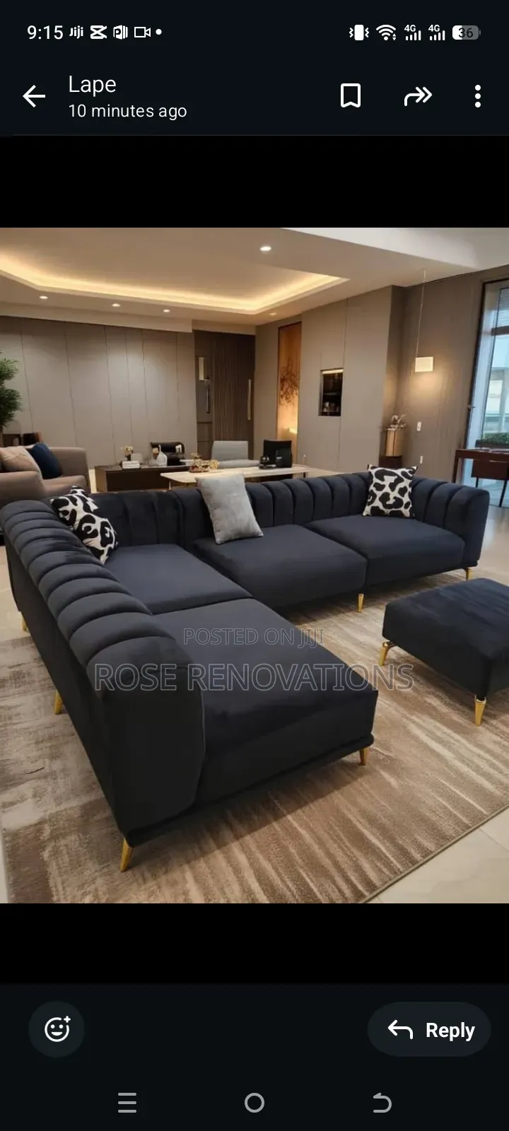 Black L Shape Sofa Available for Pickup