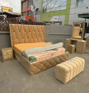 Complete Set of Phenomenal Upholstery HDF 6 by 6 Padded Bedframe Set
