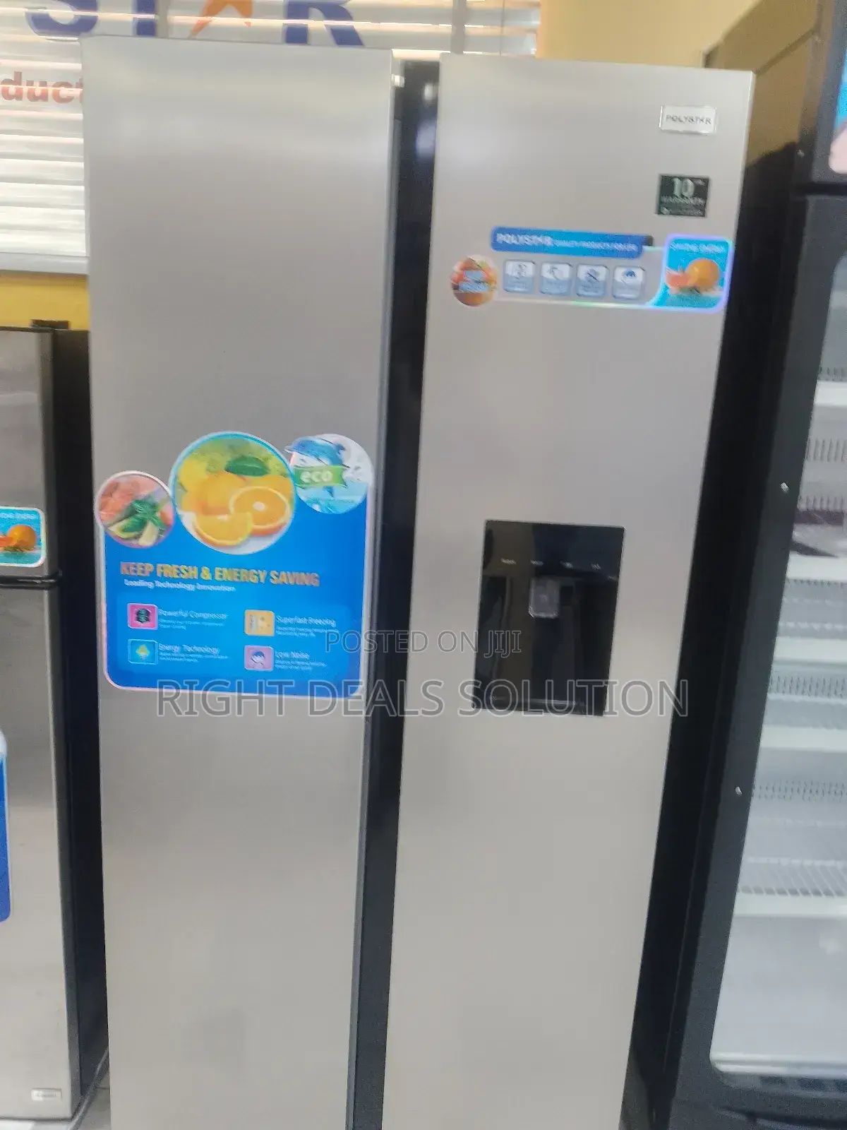 Sleek Efficient: Polystar 620 Litre Inverter Side-by-Side Refrigerator