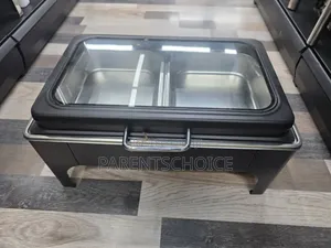 Roll Top Chafing Dish – Stainless Steel, Black, Rectangular