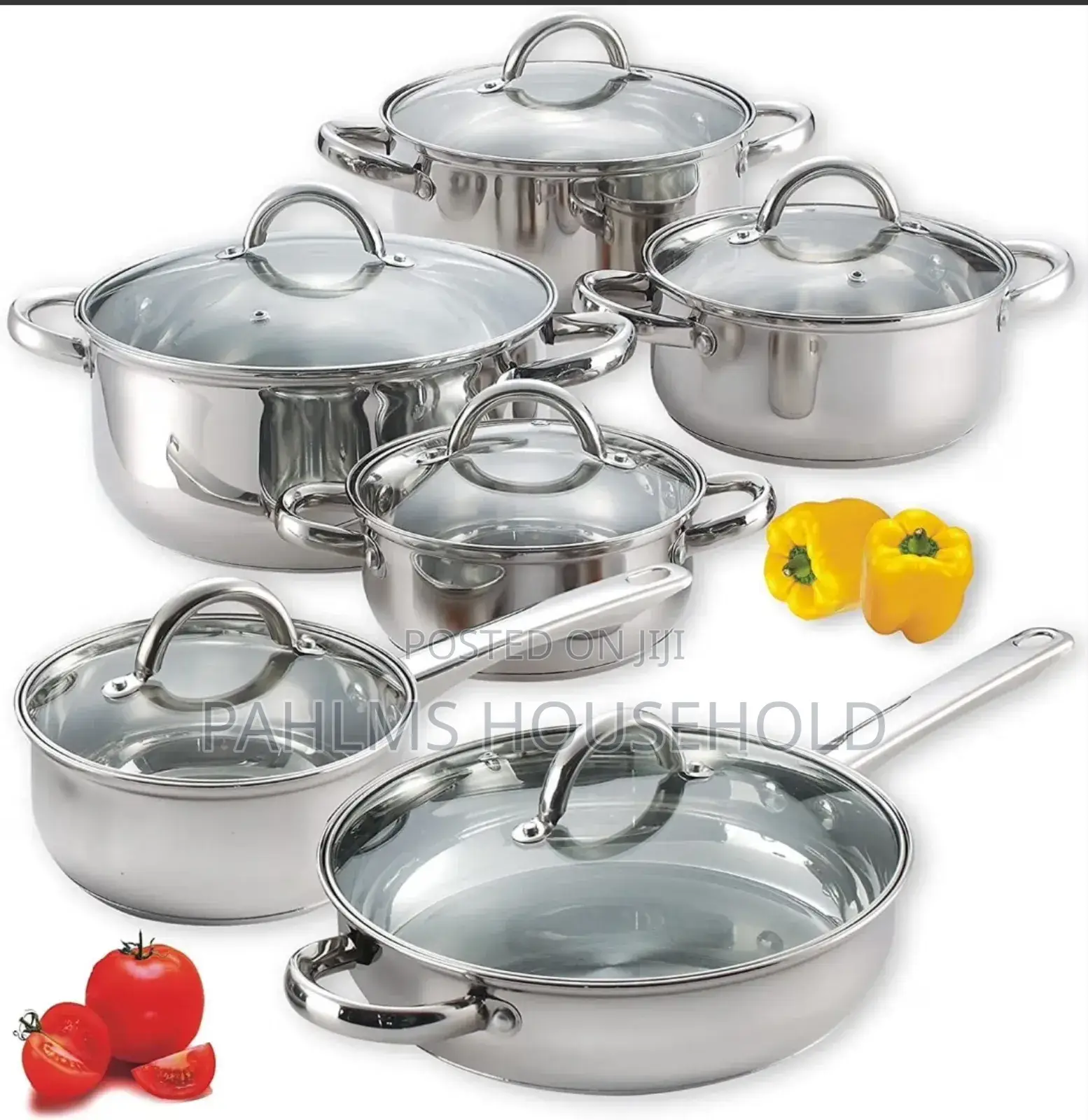 6-Set Stainless Steel Induction Cookwares