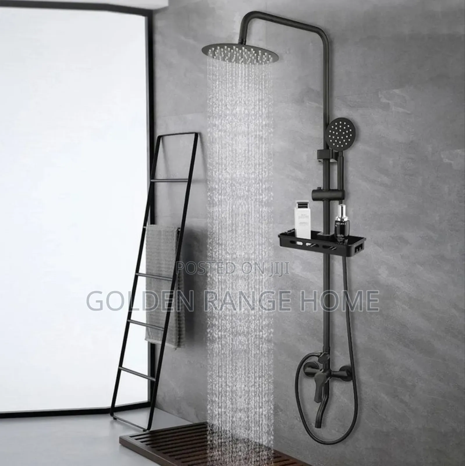 Black Standing Shower System