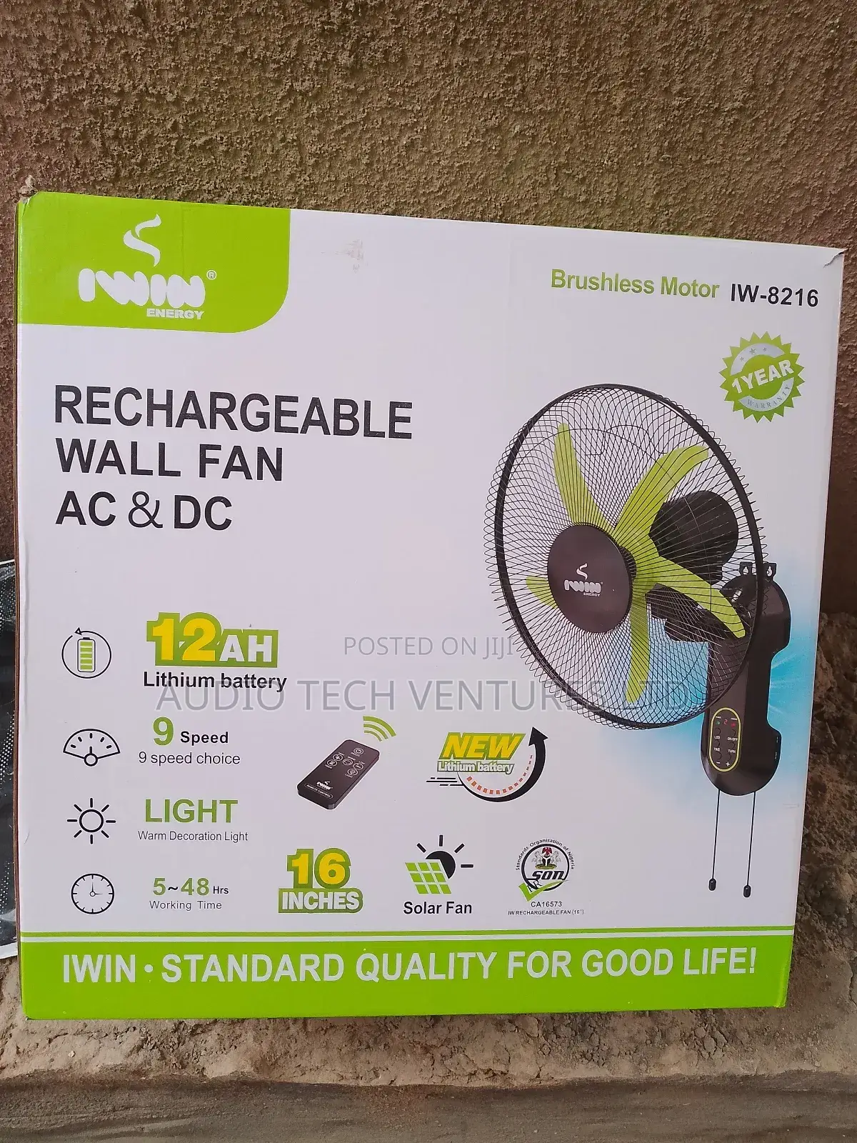 Iwin Rechargeable Wall Fan Ac Dc