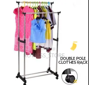 Double Pole Cloth Hanger/Rack With Wheels