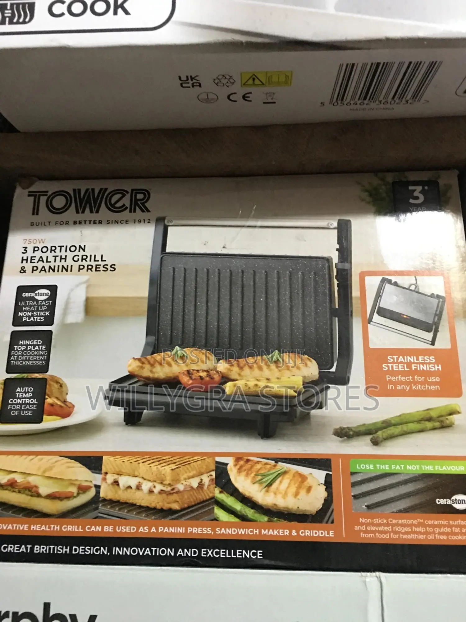 Tower 750w 3 Portion Health Grill & Panini Press
