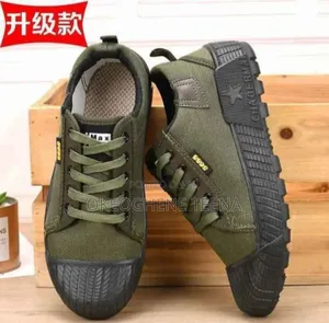 Military Green And Black Lace Up Casual Shoes