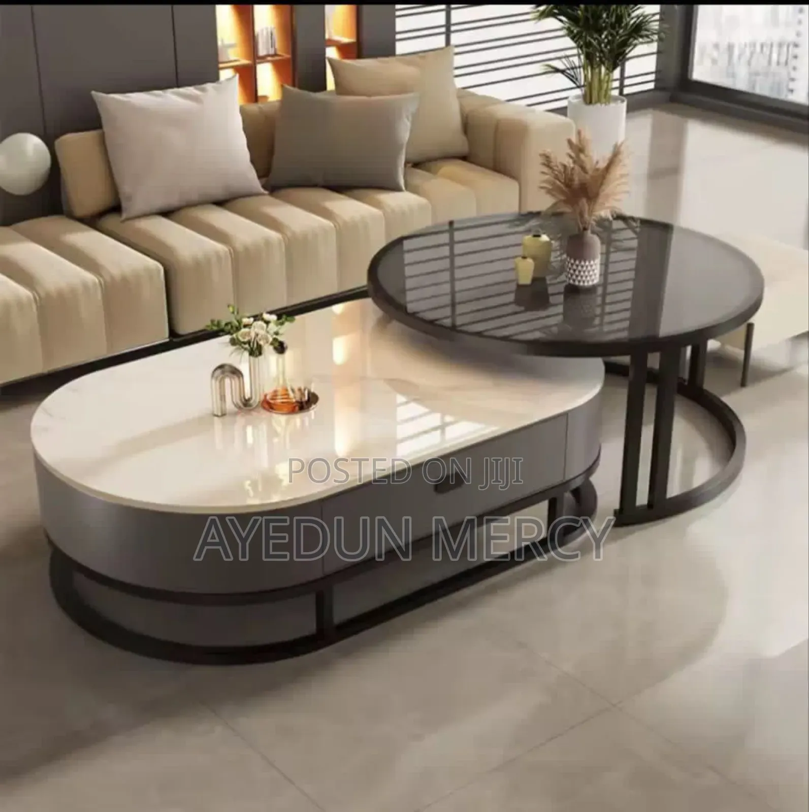 Mable Oval Center Table With Drawer