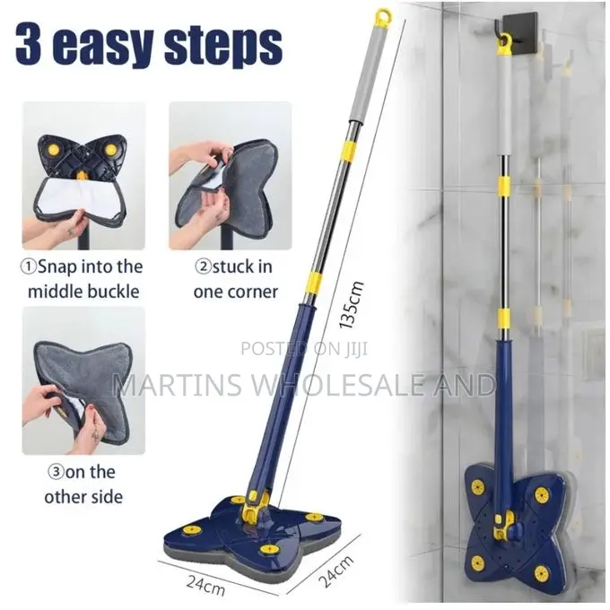 360-Degree Rotatable Adjustable Triangular Cleaning Mop.