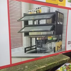 Multifunctional Over-the-Sink Dish Drying Rack With Cabinet Door