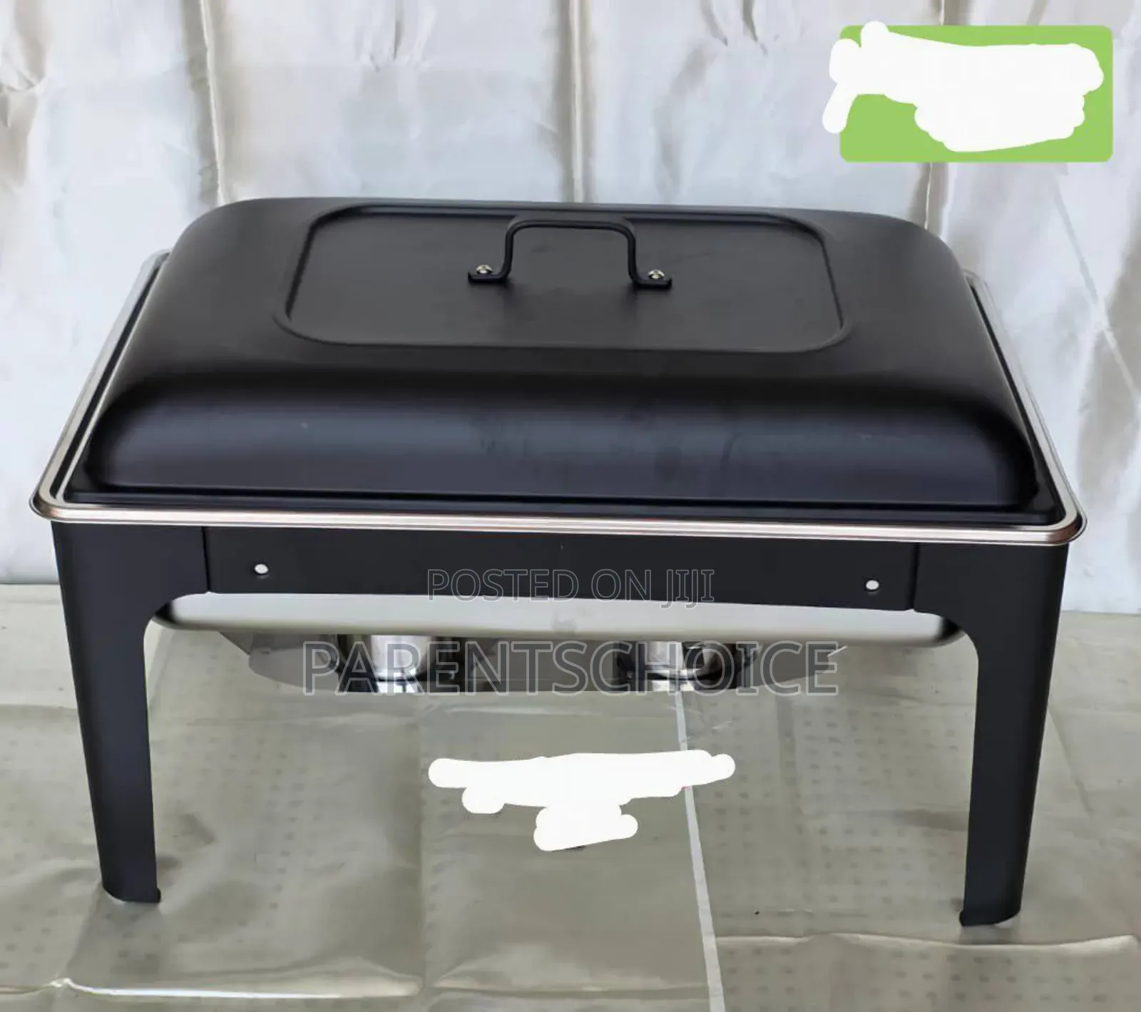 Roll Top Chafing Dish – Stainless Steel, Black, Rectangular