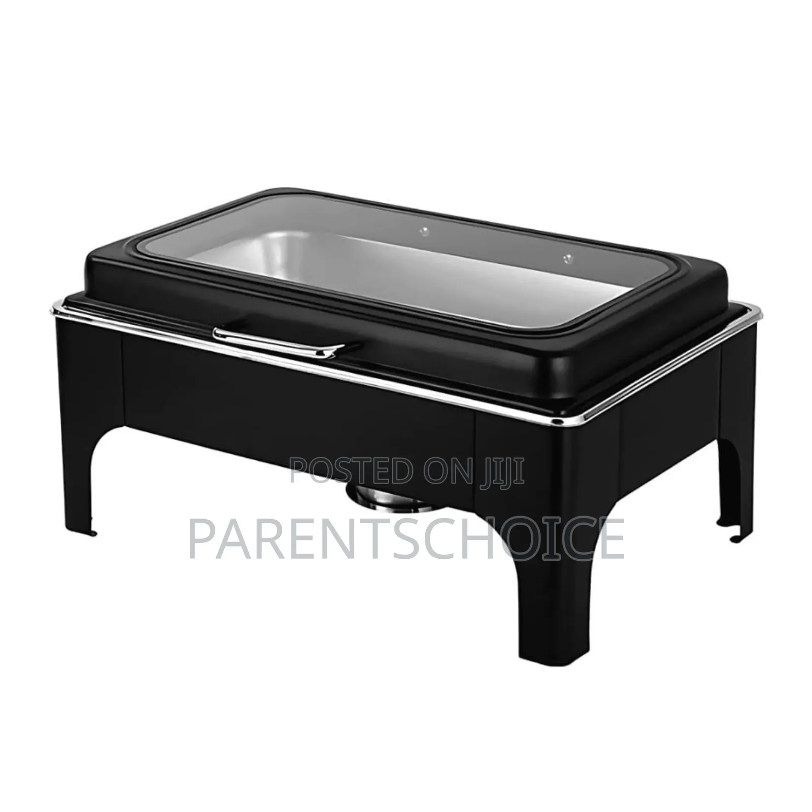 Roll Top Chafing Dish – Stainless Steel, Black, Rectangular