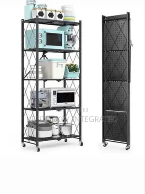 Foldable 5-Tier Metal Storage Shelving Unit on Wheels