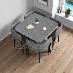 New Square Dinning Table and 4 Chairs - Gray
