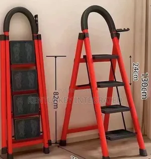 Red Foldable 4-Step Ladder