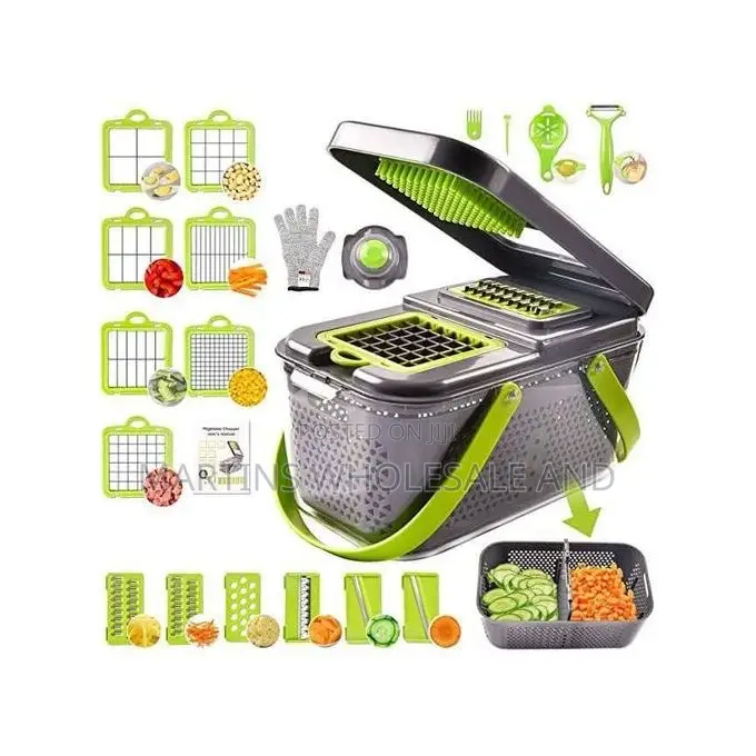 Multifunctional Vegetable Chopper/Slicer With a Container.