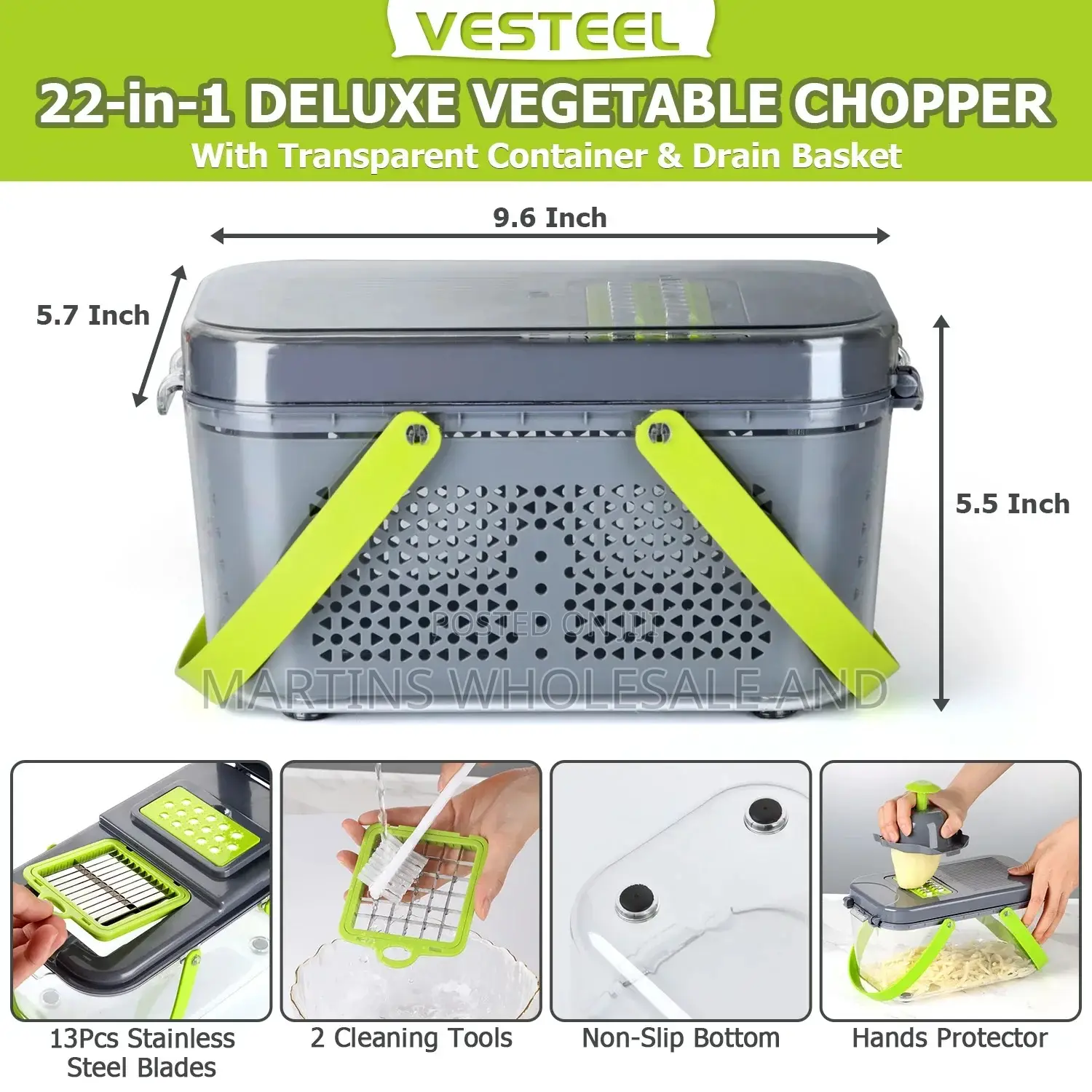 Multifunctional Vegetable Chopper/Slicer With a Container.
