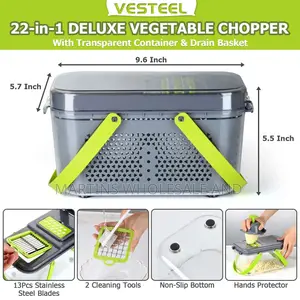 Multifunctional Vegetable Chopper/Slicer With a Container.