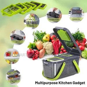 Multifunctional Vegetable Chopper/Slicer With a Container.