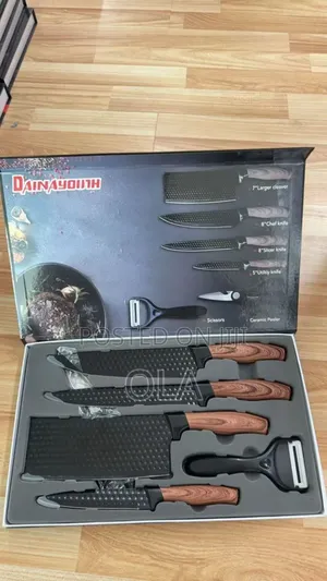 6-Piece Professional Kitchen Knife Set With Ceramic Peeler Scissors