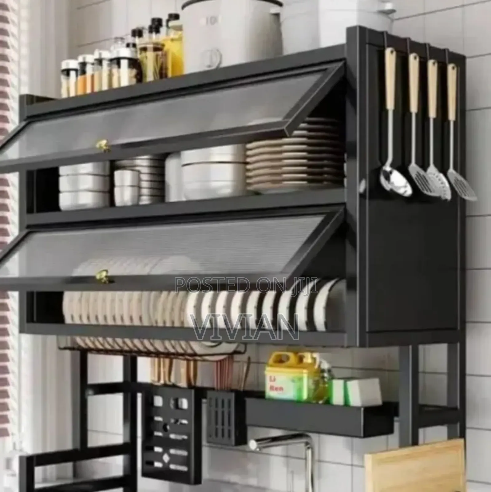 Double Layer Plate Rack With Cover