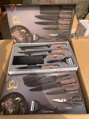 6-Piece Professional Kitchen Knife Set With Ceramic Peeler Scissors