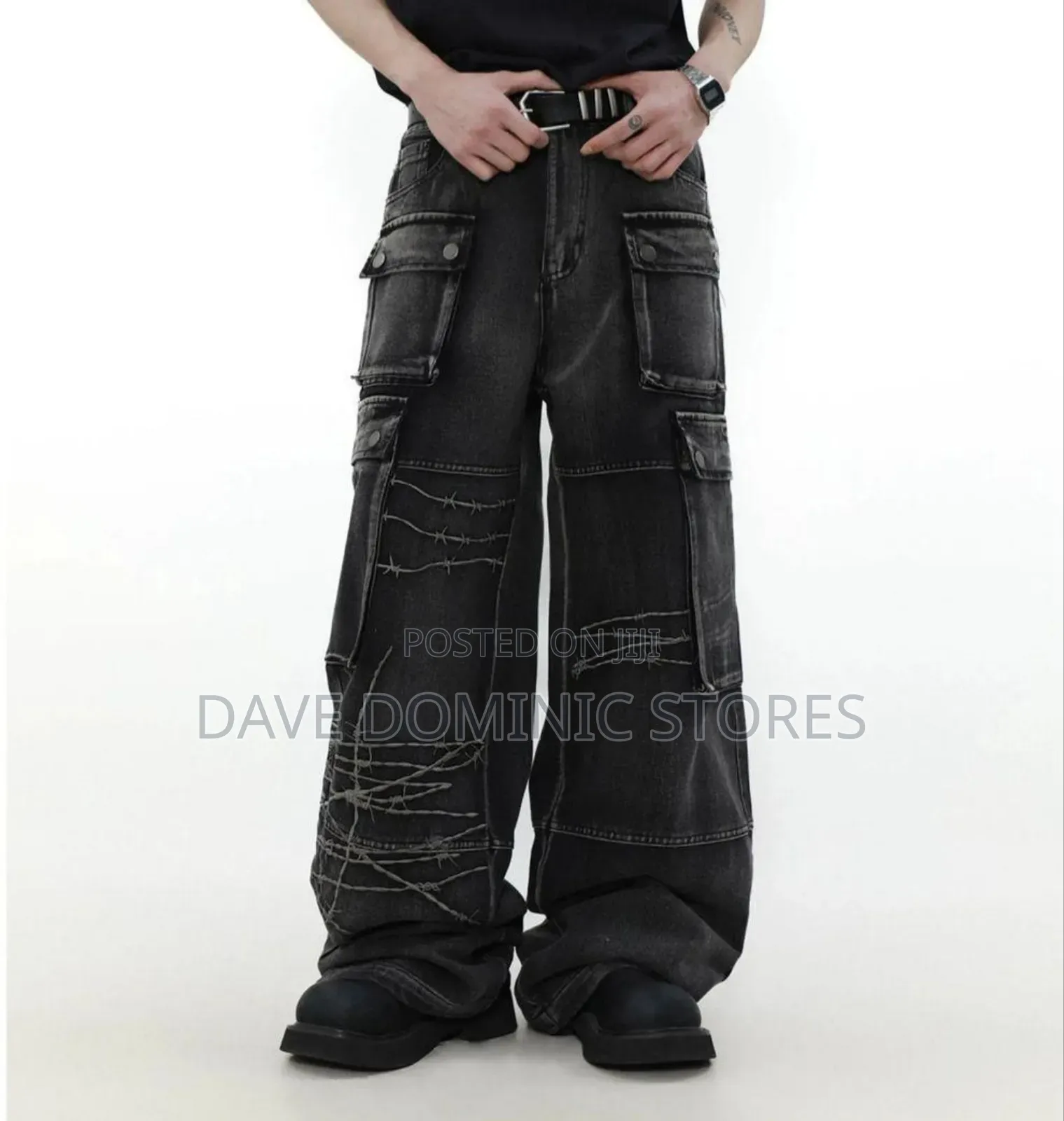 Barbed Denim Cargo Pants
