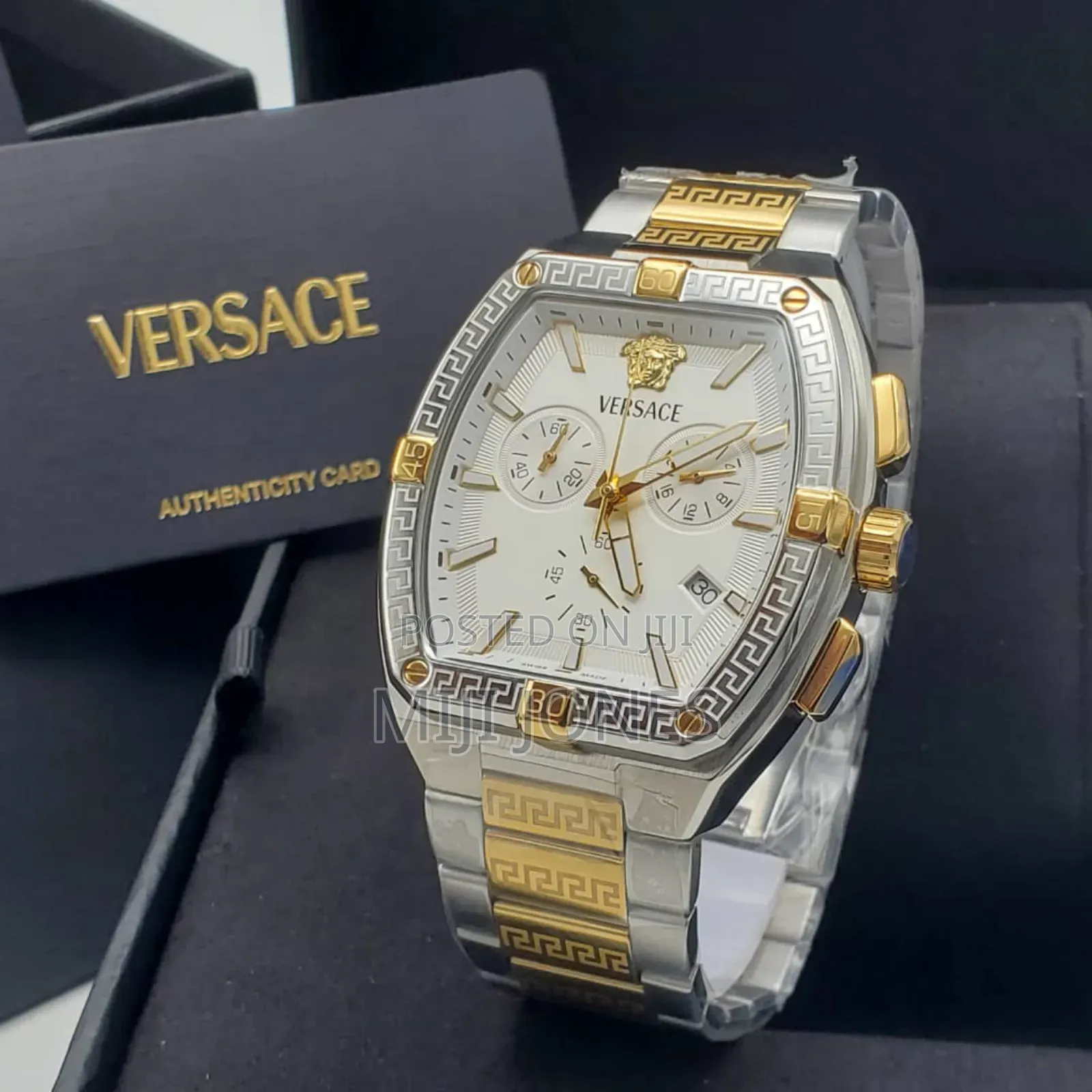 *Versace‐Inspired Chain‐Strap Battery Watch*