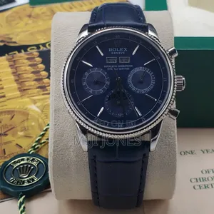 *Rolex Inspired Men’S Automatic Leather‐Strap Watch*