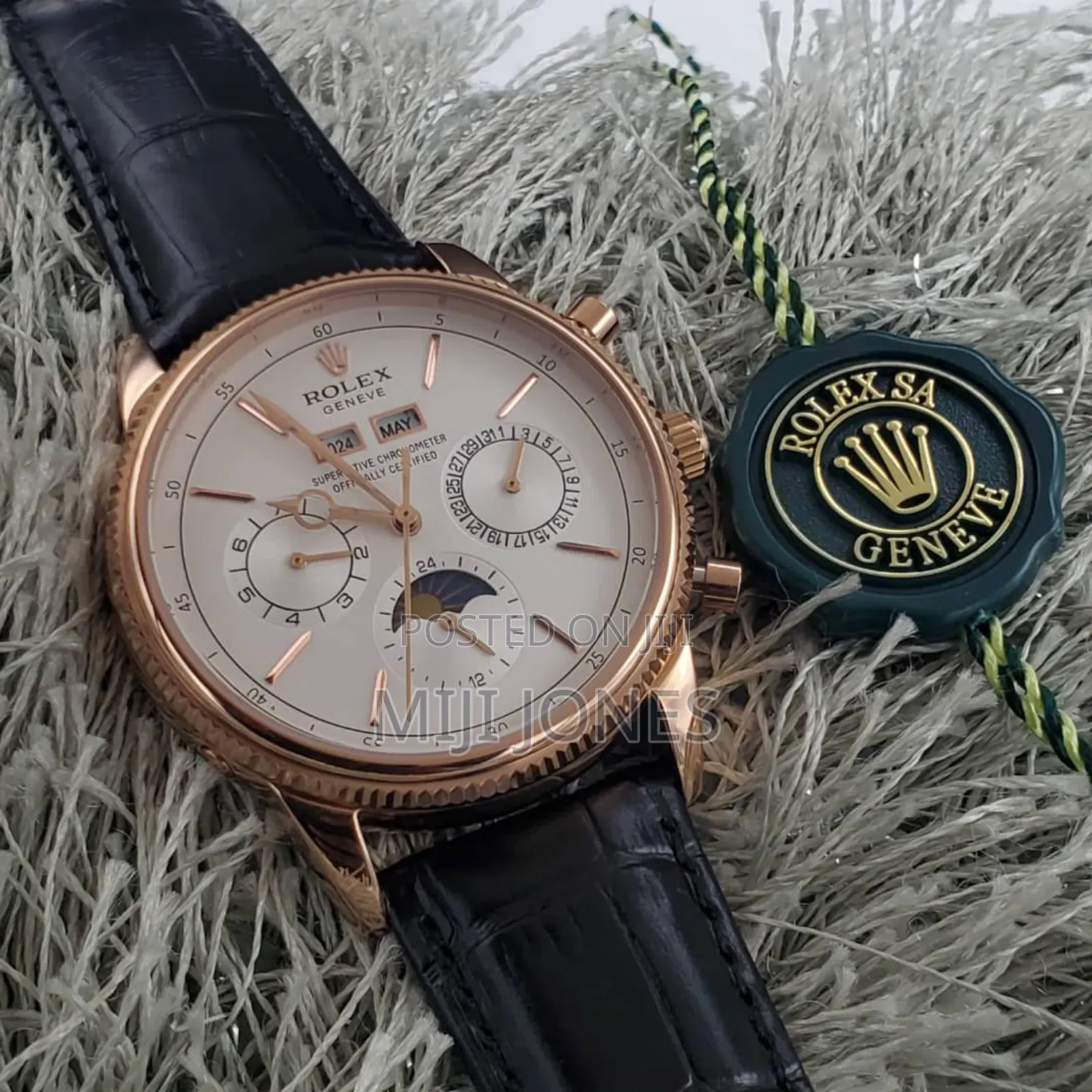 *Rolex Inspired Men’S Automatic Leather‐Strap Watch*