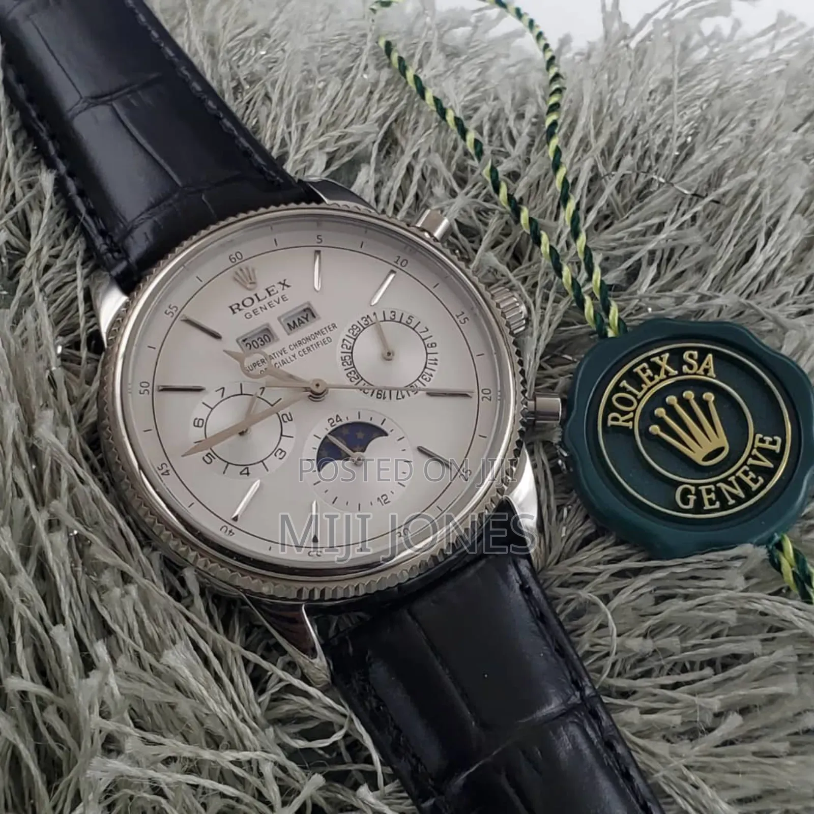 *Rolex Inspired Men’S Automatic Leather‐Strap Watch*