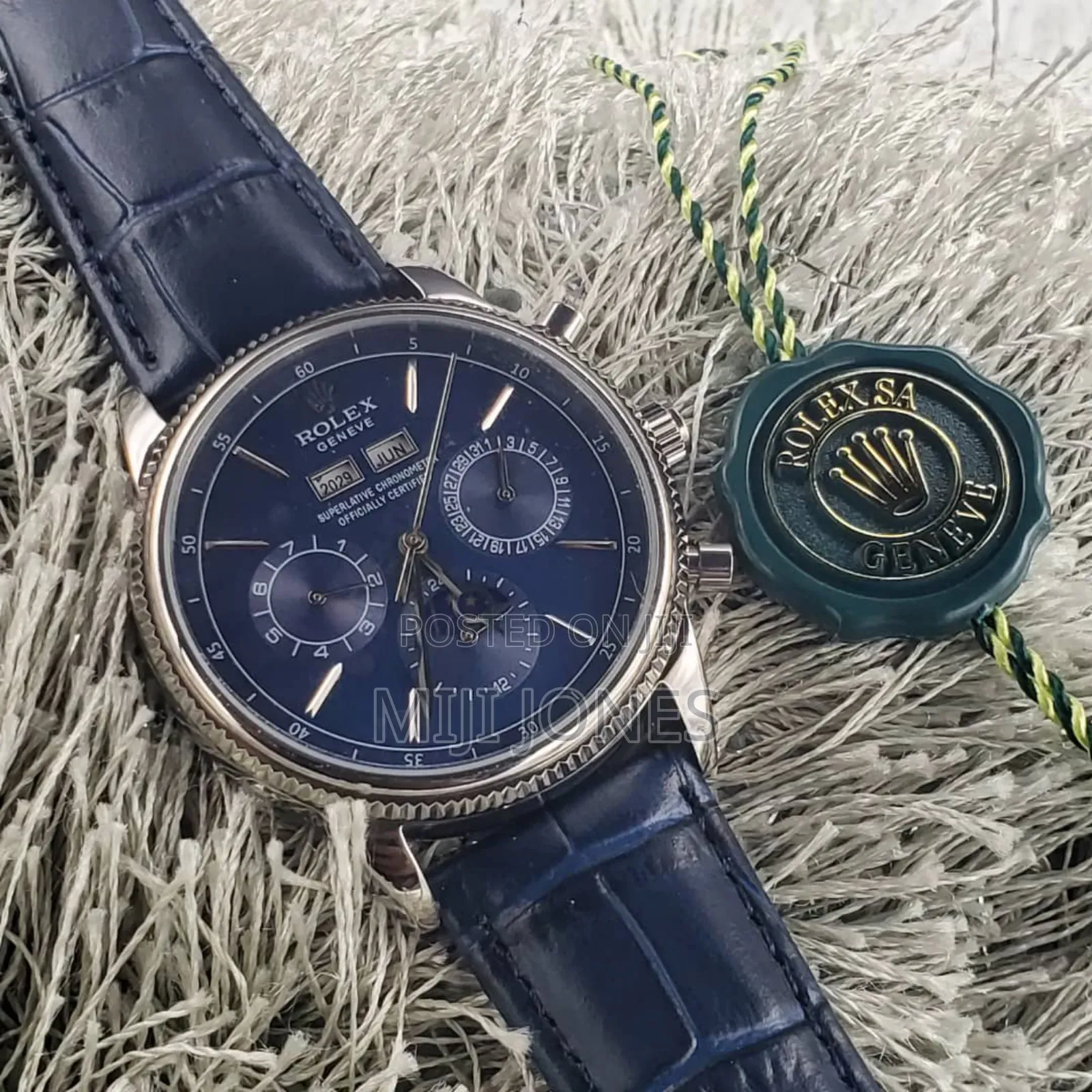 *Rolex Inspired Men’S Automatic Leather‐Strap Watch*
